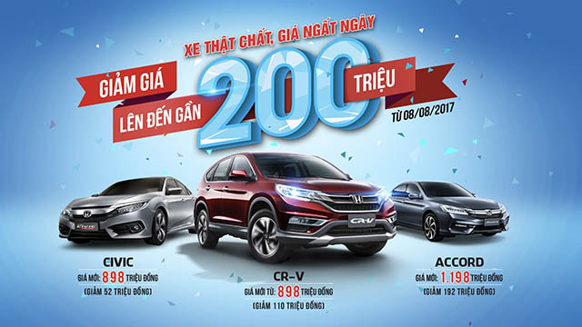 Honda Việt Nam công bố giá mới hấp dẫn cho Honda CR-V, Honda Civic và Honda Accord!
