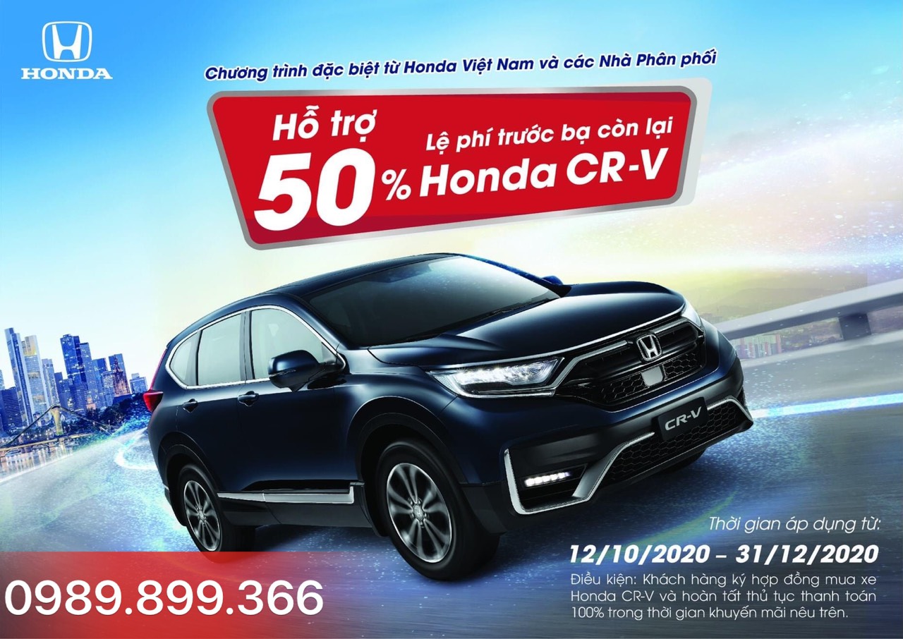 Honda CR-V ưu đãi hỗ trợ 50% lệ phí trước bạ còn lại