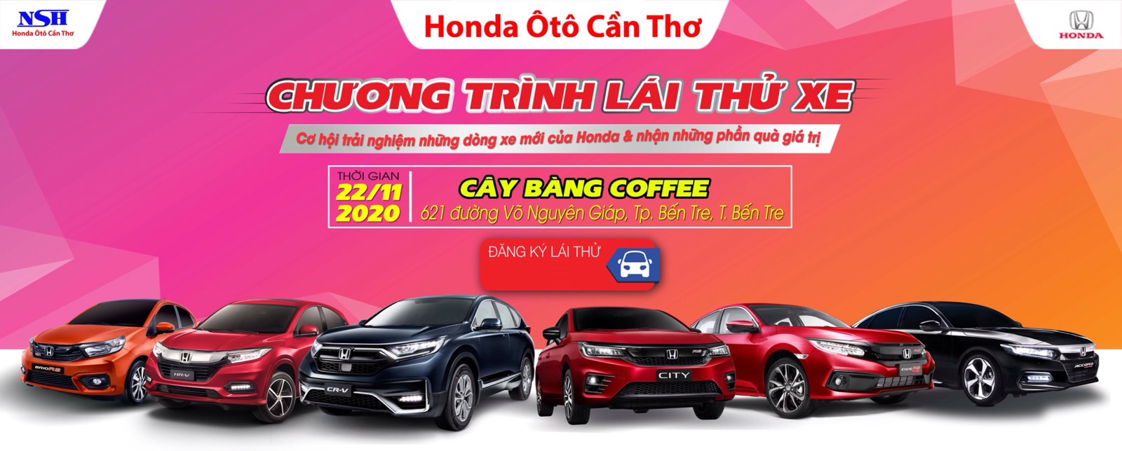 Lái thử xe ô tô Honda tại Thành Phố Bến Tre