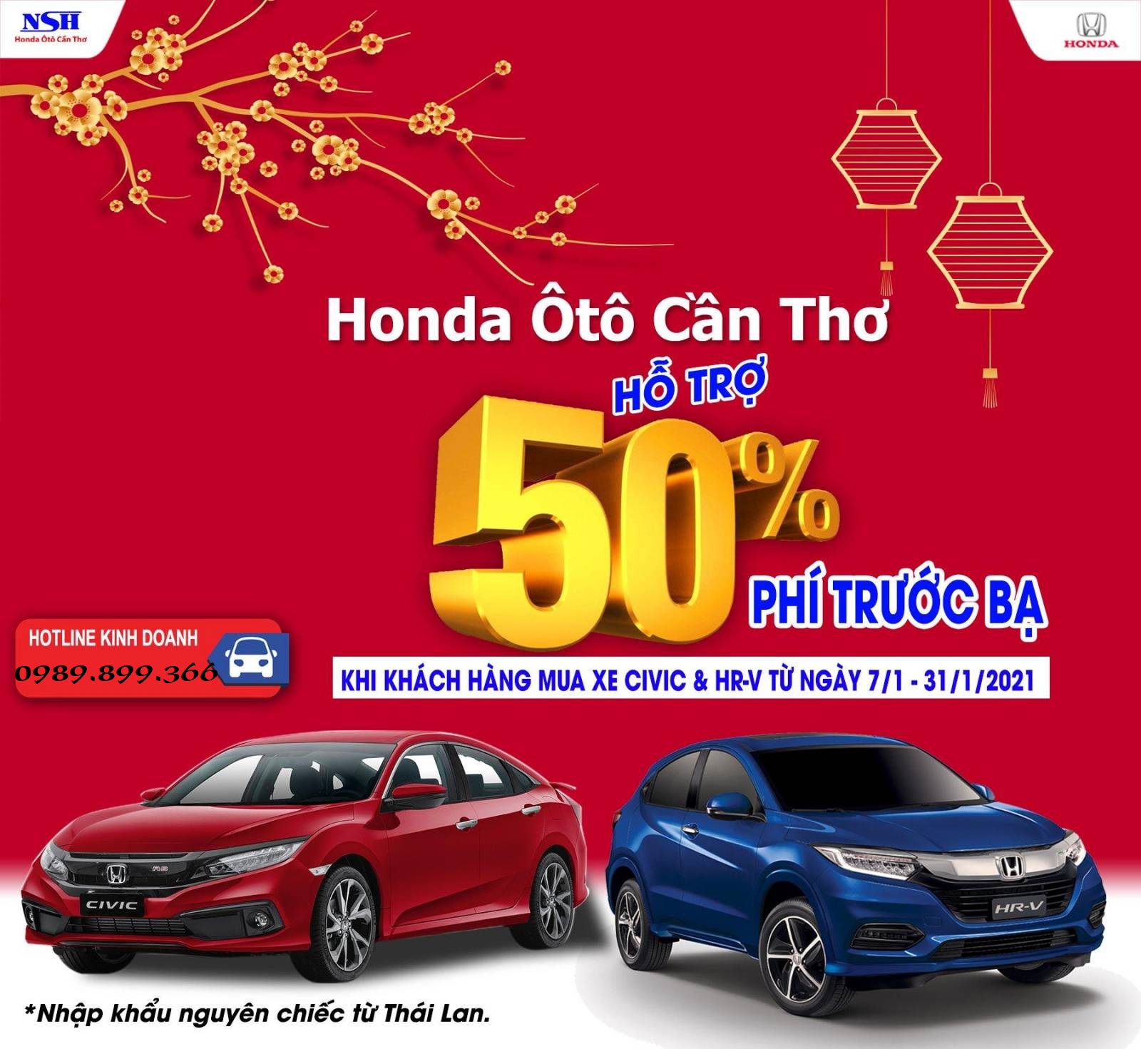 CIVIC VÀ HR-V HỖ TRỢ TRƯỚC BẠ ĐẾN HẾT THÁNG 01/2021